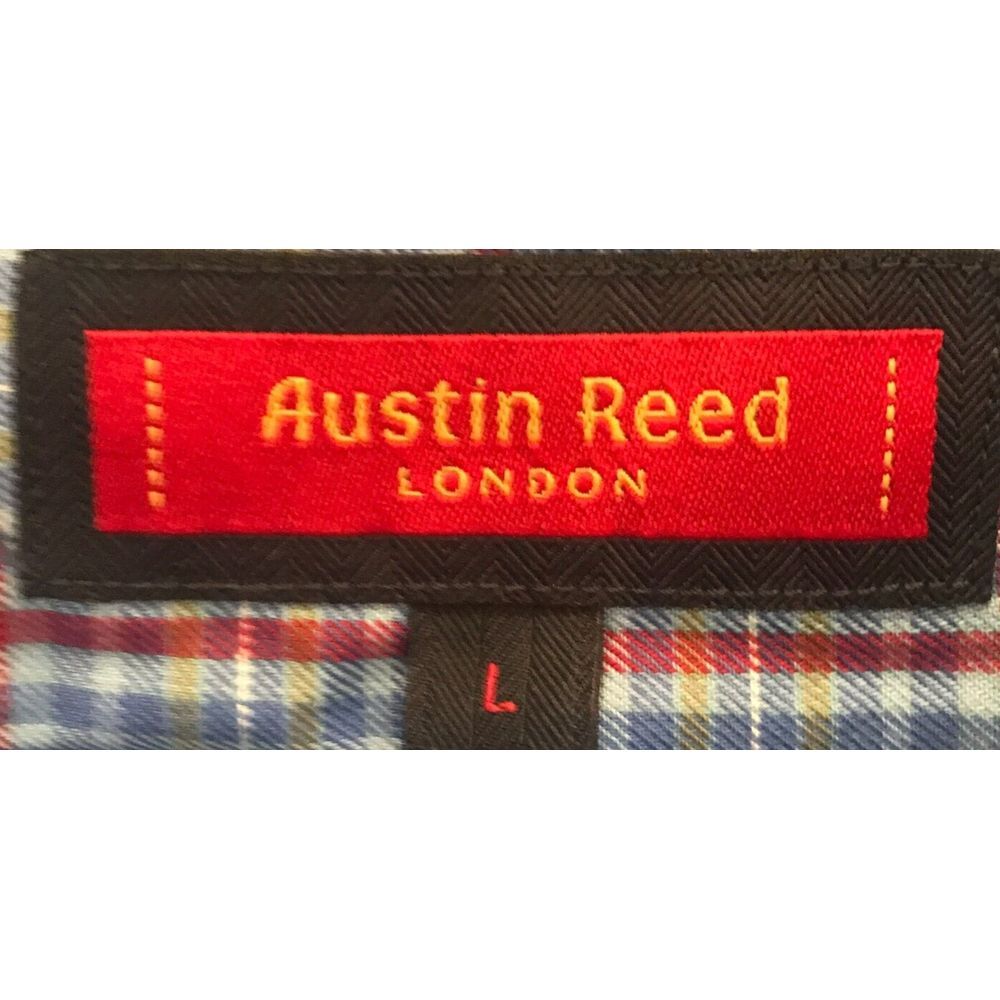Austin‎ Reed London Shirt Mens XL Blue Red Plaid Long Sleeve Button Up Cotton - Picture 4 of 7